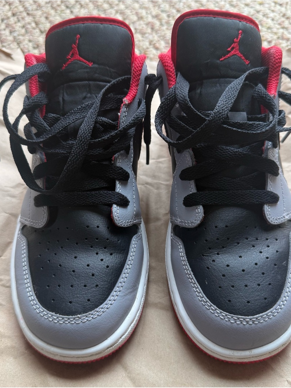 Nike Kids Black, Gray and Red High-Top Sneakers